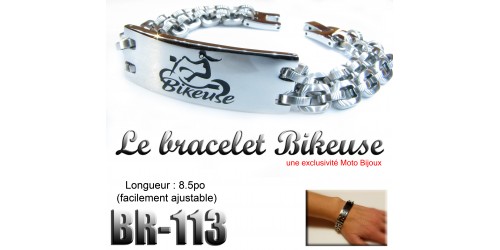 Br-113, Bracelet Bikeuse,  acier inoxidable « stainless steel »  